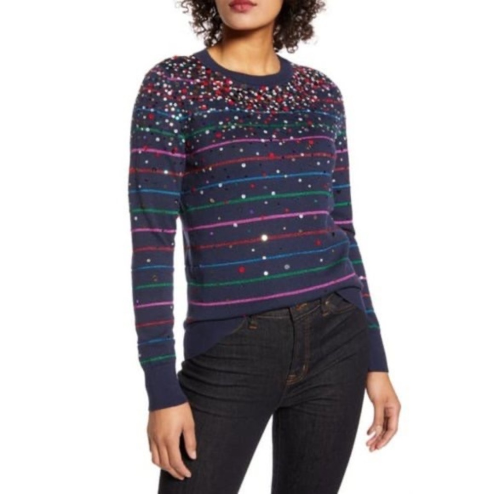 Halogen X Atlantic-Pacific Confetti Sequins Sweater